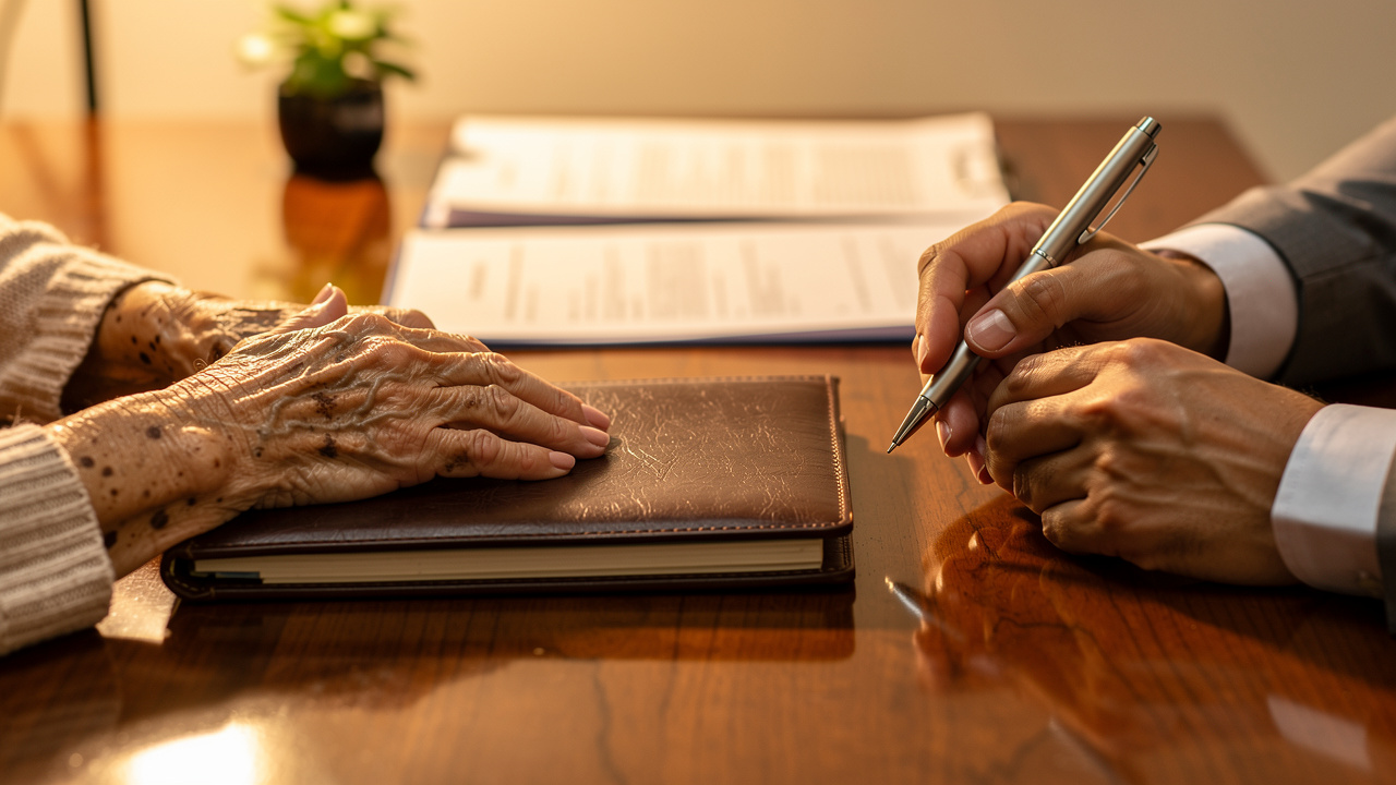 Elder law attorney discussing Medicaid options with senior client