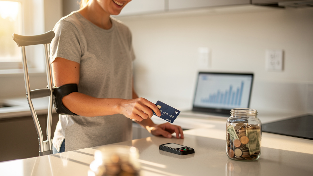 Young adult managing personal savings with financial independence