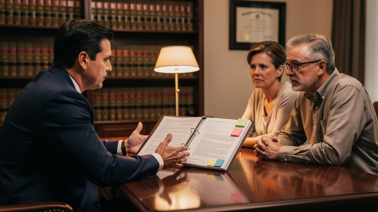 Attorney explaining special needs trust protections to parents