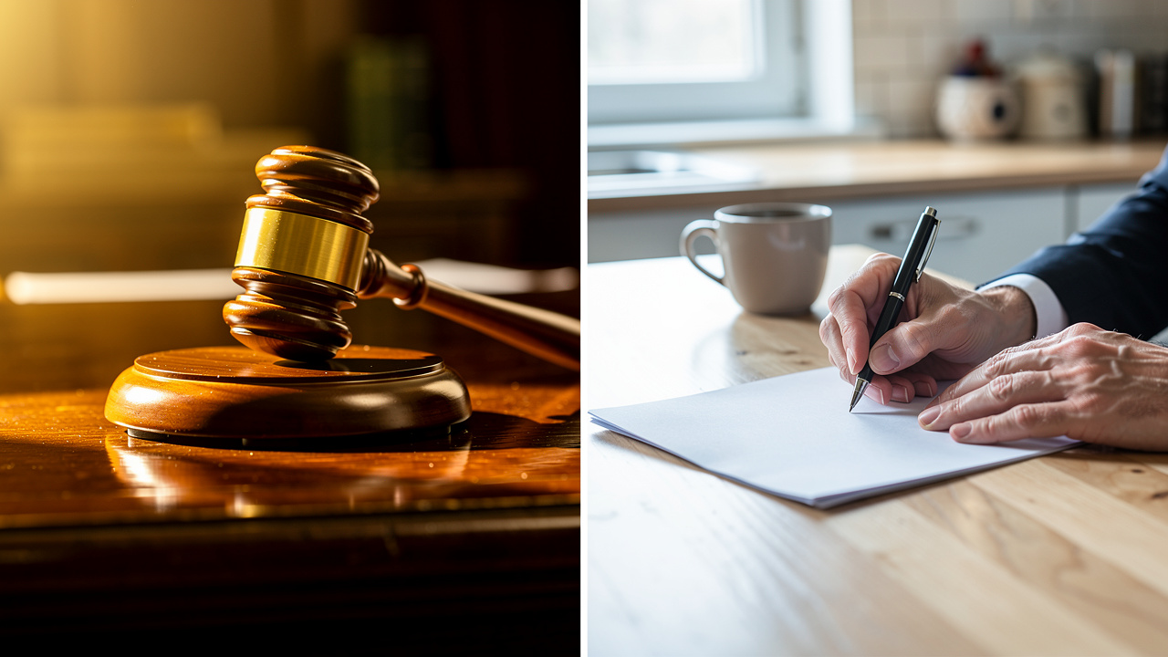 Gavel and signed document representing two legal options