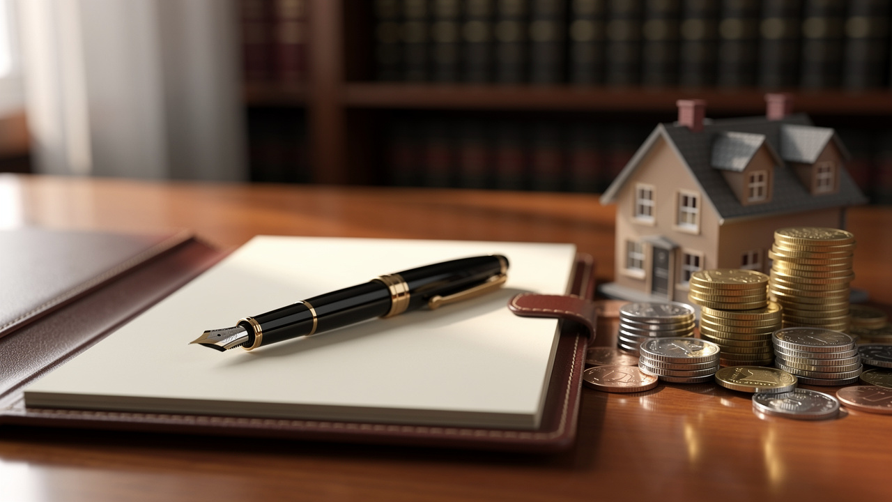 Legal documents and coins representing trust asset protection